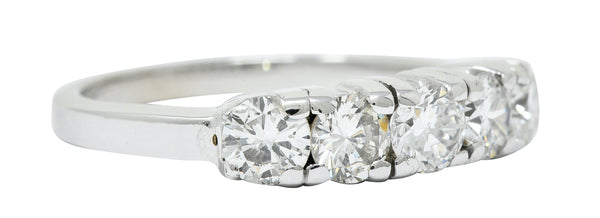 Mid-Century 1.00 CTW Diamond Platinum Five Stone Band RingRing - Wilson's Estate Jewelry