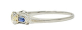 Art Deco Diamond Sapphire 18 Karat White Gold Engagement RingRing - Wilson's Estate Jewelry