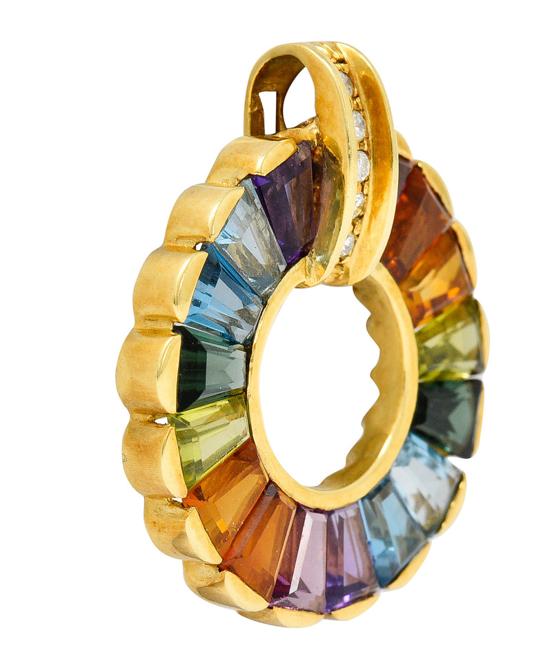 H. Stern Citrine Topaz Tourmaline Peridot 18 Karat Yellow Gold Rainbow Pendant Wilson's Estate Jewelry