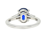 Tiffany & Co. 3.54 CTW No Heat Royal Blue Sapphire Diamond Platinum Three Stone Ring GIARing - Wilson's Estate Jewelry