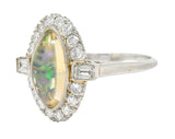 Contemporary Jelly Opal Diamond Platinum Navette Cluster RingRing - Wilson's Estate Jewelry