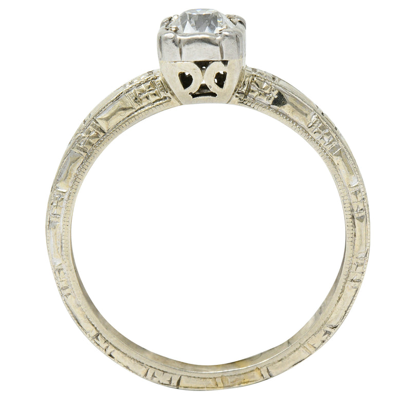 Art Deco 0.35 CTW Diamond 14 Karat White Gold Engagement RingRing - Wilson's Estate Jewelry
