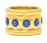 Herz Belperron French 6.00 CTW Sapphire 22 Karat Yellow Gold 16.5 MM Eternity Band Ring Wilson's Estate Jewelry