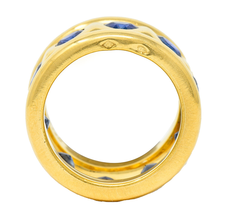 Herz Belperron French 6.00 CTW Sapphire 22 Karat Yellow Gold 16.5 MM Eternity Band Ring Wilson's Estate Jewelry