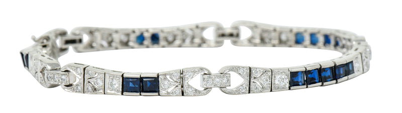 Vintage Sapphire Diamond Platinum Line Braceletbracelet - Wilson's Estate Jewelry