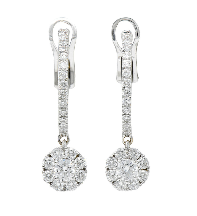 Birks 1.15 CTW Diamond 18 Karat Gold Cluster Huggie Drop EarringsEarrings - Wilson's Estate Jewelry