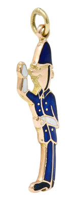 1952 Enamel 9 Karat Rose Gold British Bobby Police Officer Charmcharm - Wilson's Estate Jewelry