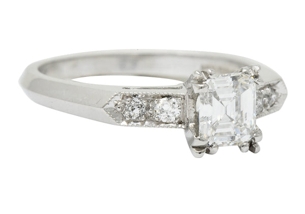 Art Deco 0.96 CTW Asscher Cut Diamond Platinum Engagement Ring GIARing - Wilson's Estate Jewelry