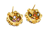 1960's Vintage Multi-Gem 18 Karat Gold Sputnik Cluster EarringsEarrings - Wilson's Estate Jewelry