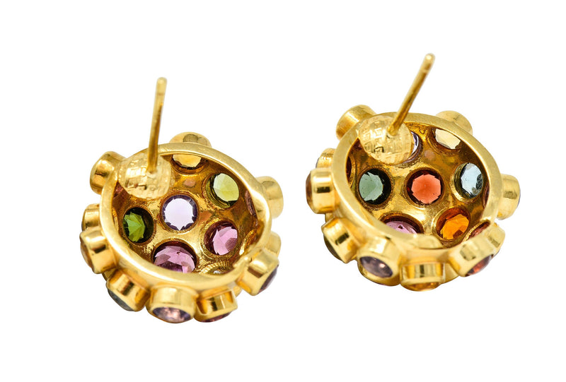 1960's Vintage Multi-Gem 18 Karat Gold Sputnik Cluster Earrings ...