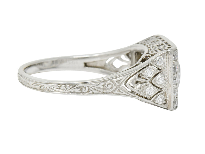 Tiffany & Co. Art Deco 1.45 CTW Diamond Platinum Engagement Ring GIA Wilson's Estate Jewelry