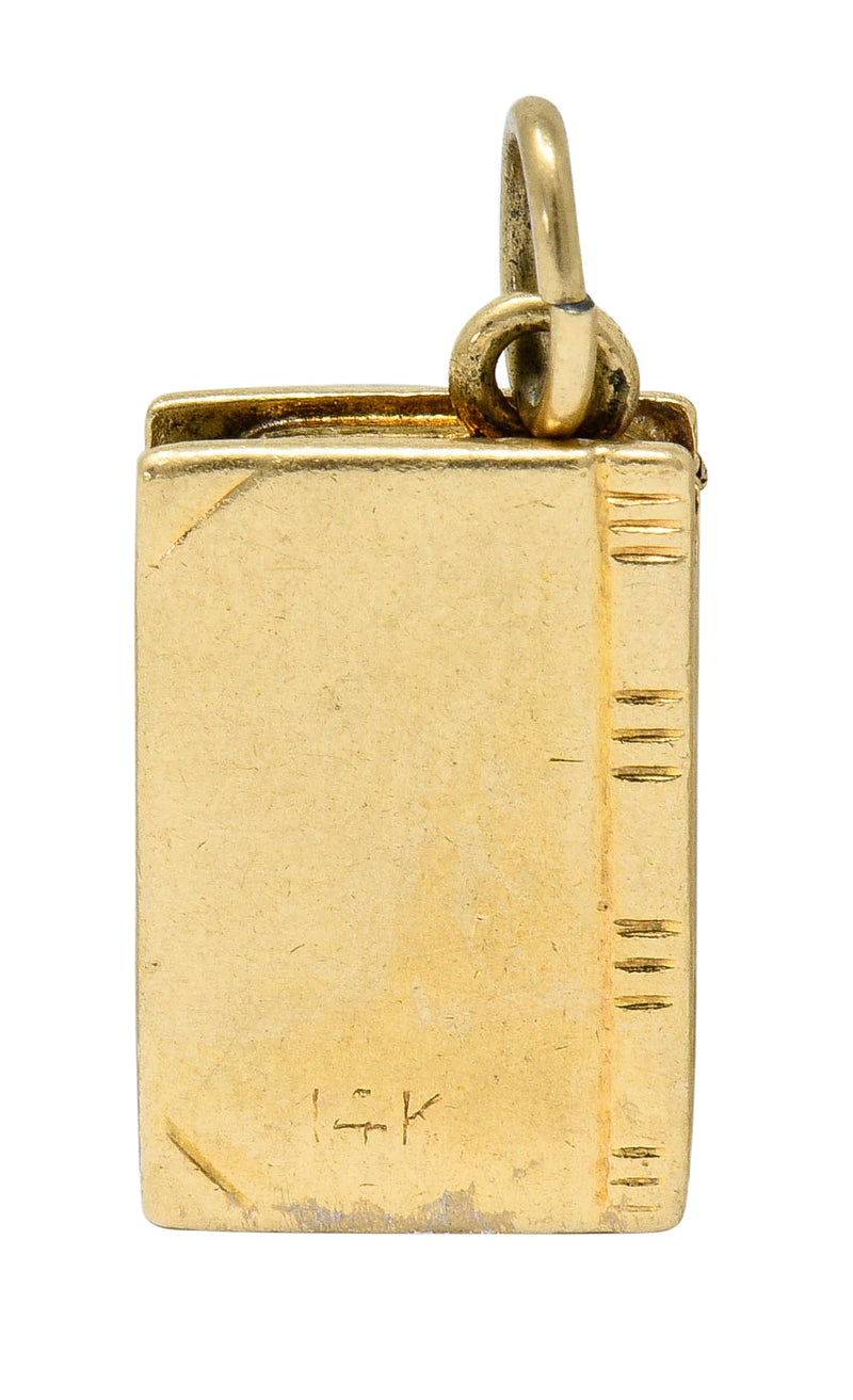 1940's Retro 14 Karat Gold Bible Charmcharm - Wilson's Estate Jewelry