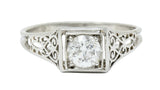 W.W. Fulmer & Co. 0.46 CTW Diamond Platinum Scrolled Heart Engagement RingRing - Wilson's Estate Jewelry