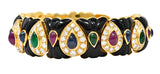 Craig Drake Diamond Ruby Emerald Sapphire Onyx 18 Karat Gold Cuff Braceletbracelet - Wilson's Estate Jewelry
