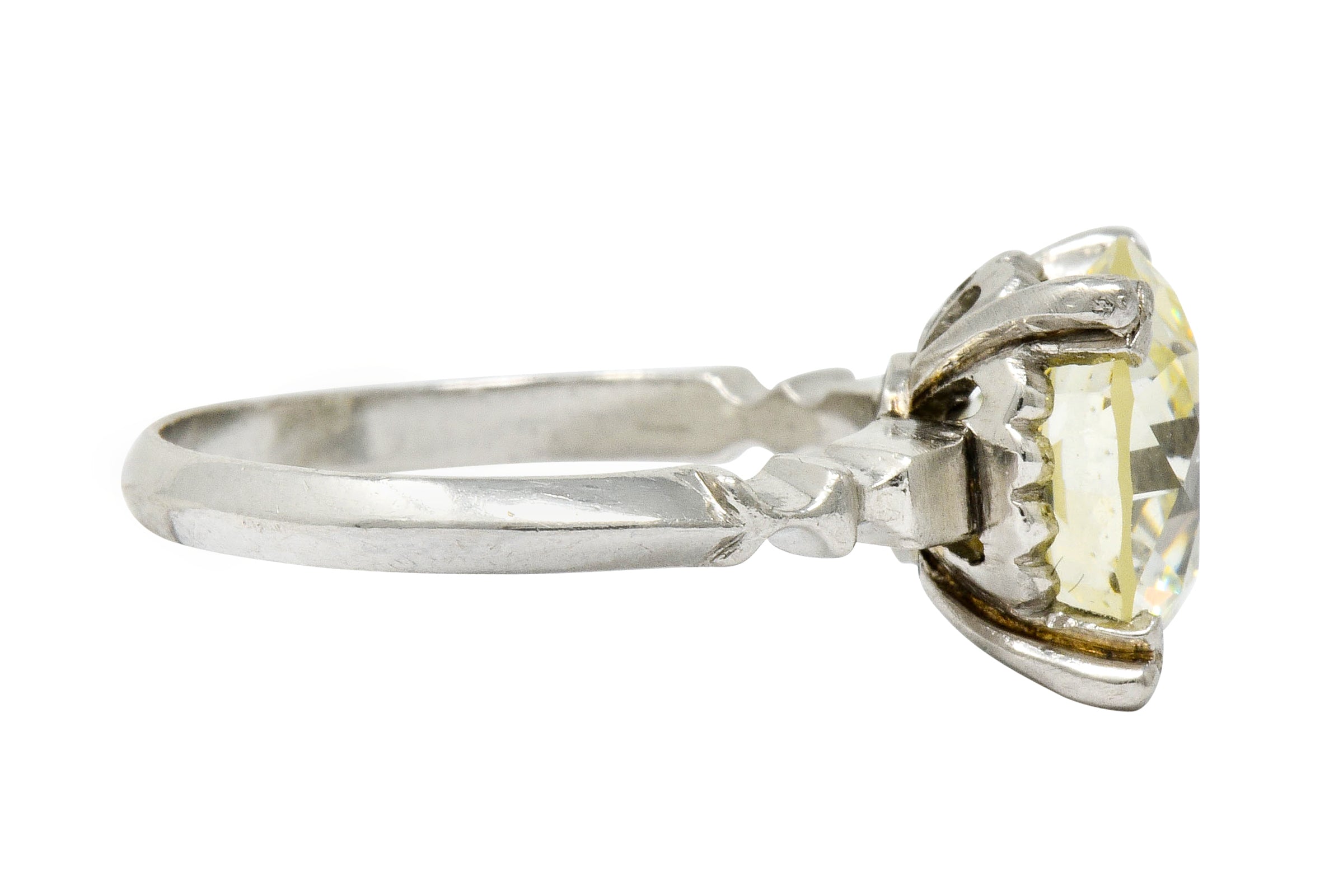 Retro 3.47 CTW Diamond Platinum Engagement Ring GIA Wilson's Estate Jewelry