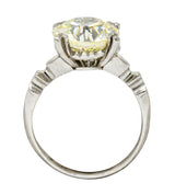 Retro 3.47 CTW Diamond Platinum Engagement Ring GIA Wilson's Estate Jewelry