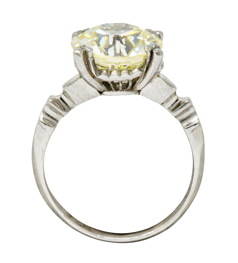 Retro 3.47 CTW Diamond Platinum Engagement Ring GIA Wilson's Estate Jewelry