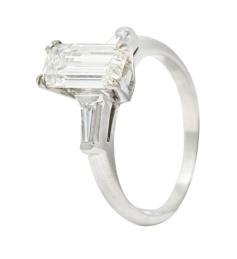 Mid-Century 1.72 CTW Emerald Cut Diamond Platinum Engagement RingRing - Wilson's Estate Jewelry
