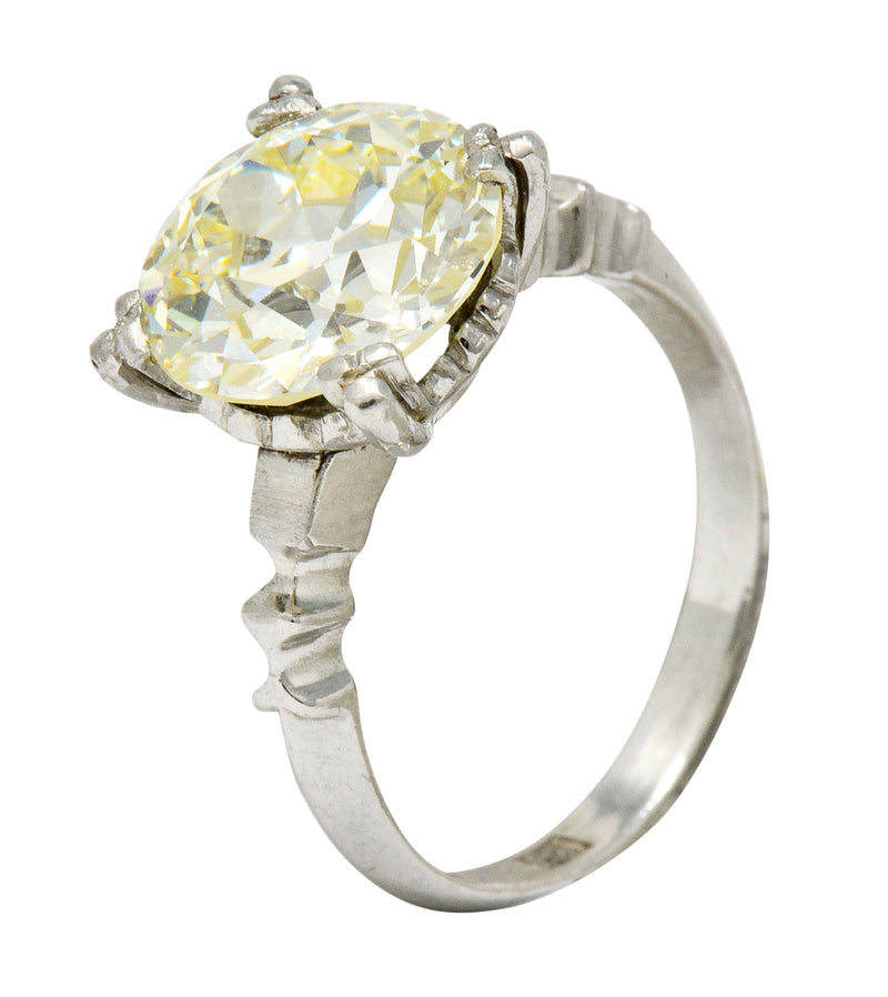 Retro 3.47 CTW Diamond Platinum Engagement Ring GIA Wilson's Estate Jewelry