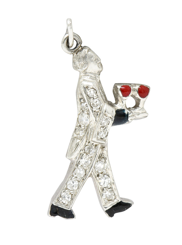 Art Deco Diamond Enamel Platinum Vintage Butler Charm Wilson's Estate Jewelry