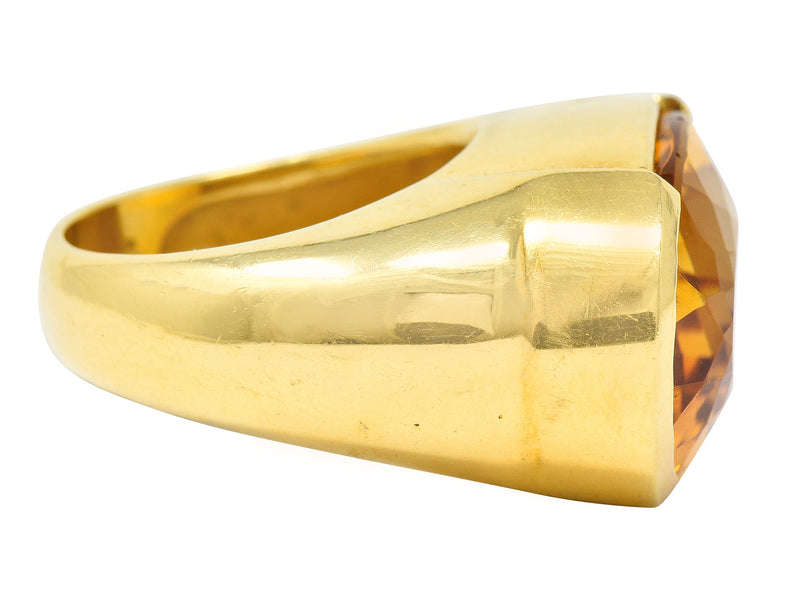 1960's Vintage Citrine 18 Karat Yellow Gold Statement Gemstone Ring Wilson's Estate Jewelry