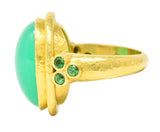 Elizabeth Locke Contemporary Chrysoprase Tsavorite Garnet 19 Karat Yellow Gold Statement Ring Wilson's Estate Jewelry