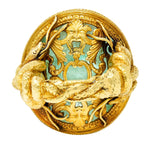 Substantial Emerald 22 Karat Gold Snake Gemstone RingRing - Wilson's Estate Jewelry