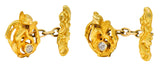 Art Nouveau Diamond 18 Karat Yellow Gold Cupid Men's Antique Cufflinks Wilson's Estate Jewelry