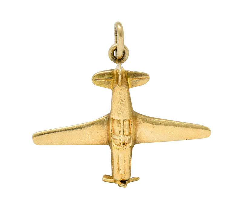 1940's Retro 14 Karat Gold Prop Airplane Charmcharm - Wilson's Estate Jewelry