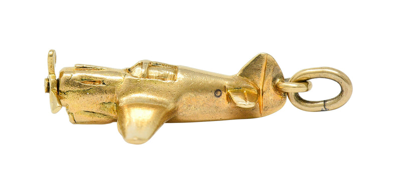 1940's Retro 14 Karat Gold Prop Airplane Charmcharm - Wilson's Estate Jewelry