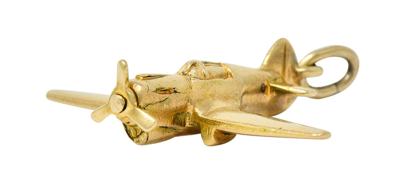 1940's Retro 14 Karat Gold Prop Airplane Charmcharm - Wilson's Estate Jewelry
