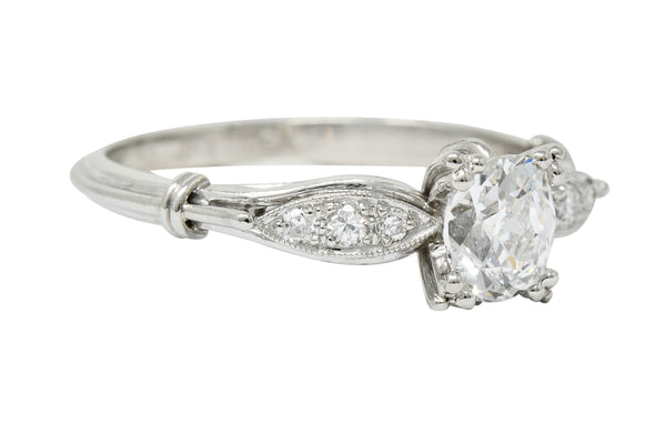 Art Deco 0.75 CTW Diamond Platinum Engagement Ring GIARing - Wilson's Estate Jewelry