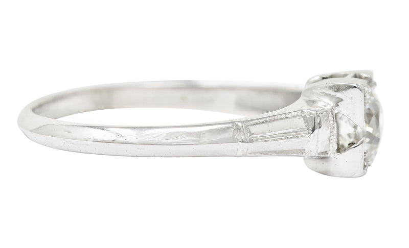 Art Deco Old Mine Diamond 18 Karat White Gold Engagement Ring Wilson's Estate Jewelry