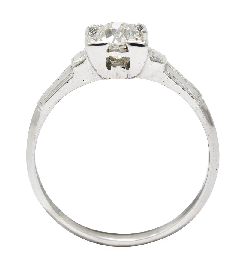 Art Deco Old Mine Diamond 18 Karat White Gold Engagement Ring Wilson's Estate Jewelry