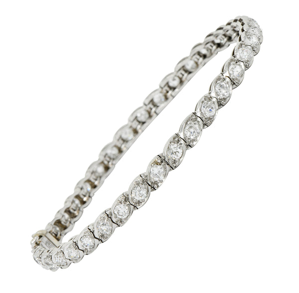 Waslikoff Art Deco 4.50 CTW Diamond Platinum Eyelet Line Braceletbracelet - Wilson's Estate Jewelry