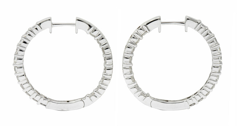 Modern 2.25 CTW Diamond 14 Karat White Inside Out Gold Hoop EarringsEarrings - Wilson's Estate Jewelry