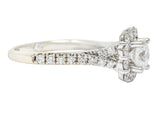 Contemporary 1.18 CTW Ideal Cut Diamond 14 Karat White Gold Cushion Halo Engagement Ring Wilson's Estate Jewelry