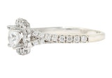 Contemporary 1.18 CTW Ideal Cut Diamond 14 Karat White Gold Cushion Halo Engagement Ring Wilson's Estate Jewelry