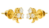 Antique 1.00 CTW Diamond 18 Karat Gold Clover Screwback Stud EarringsEarrings - Wilson's Estate Jewelry