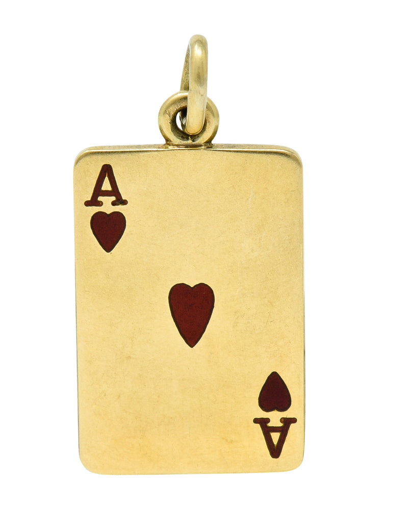 Tiffany & Co. Mid-Century Enamel 14 Karat Gold Ace of Hearts Card Charmcharm - Wilson's Estate Jewelry