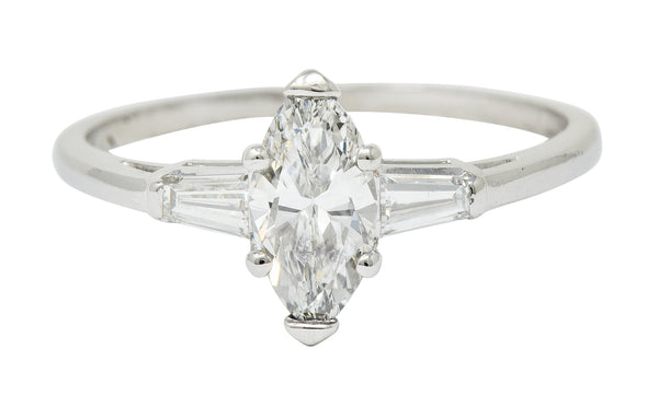Retro 1.10 CTW Marquise Cut Diamond Engagement Ring GIARing - Wilson's Estate Jewelry