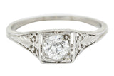 Traub Art Deco 0.46 CTW Diamond Platinum Foliate Engagement RingRing - Wilson's Estate Jewelry