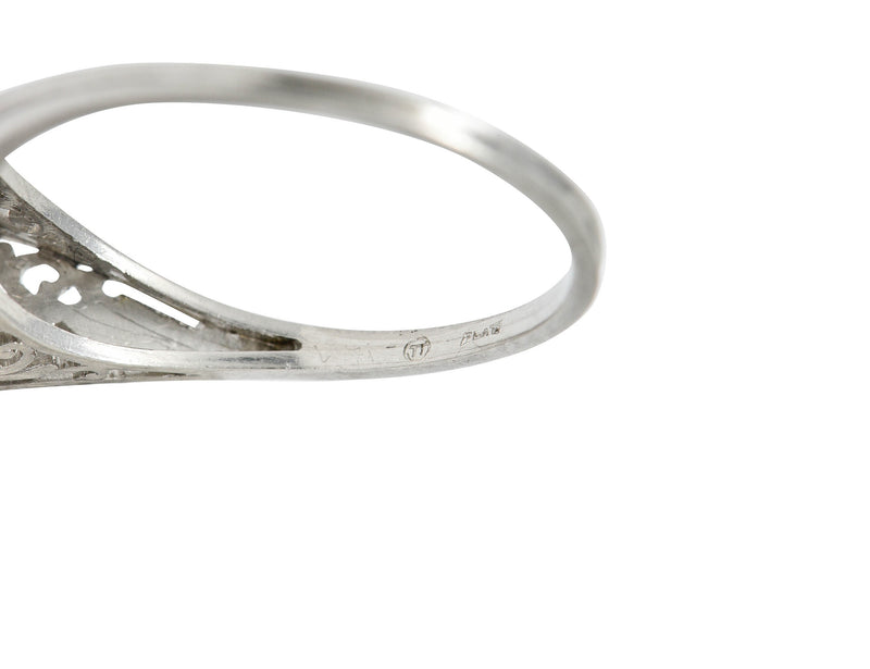 Traub Art Deco 0.46 CTW Diamond Platinum Foliate Engagement RingRing - Wilson's Estate Jewelry