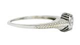 Art Deco 0.35 CTW Diamond 18 Karat White Gold Foliate Engagement RingRing - Wilson's Estate Jewelry