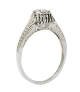Art Deco 0.35 CTW Diamond 18 Karat White Gold Foliate Engagement RingRing - Wilson's Estate Jewelry
