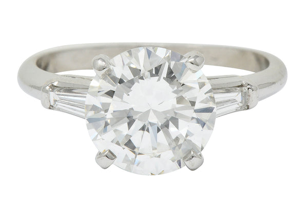 1950's Mid-Century 2.62 CTW Diamond Platinum Engagement Ring GIARing - Wilson's Estate Jewelry
