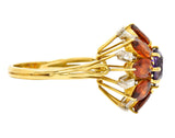 H. Stern Modernist 6.10 CTW Amethyst Citrine Diamond 18 Karat Gold Tiered Vintage Cluster Ring Wilson's Estate Jewelry