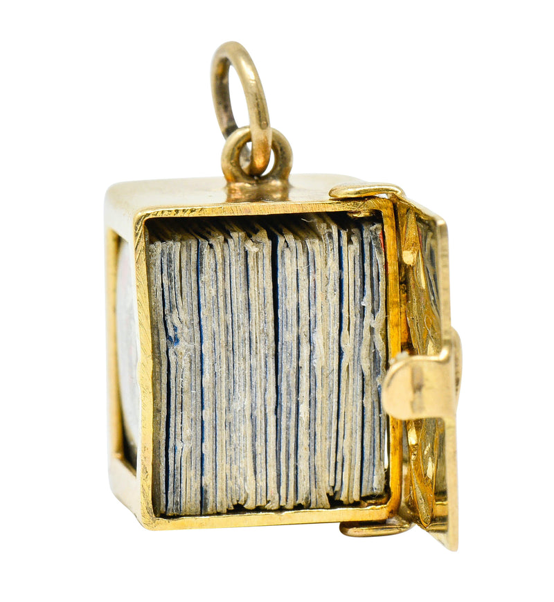 1940's Retro 14 Karat Gold Card Box & Cards Charmcharm - Wilson's Estate Jewelry