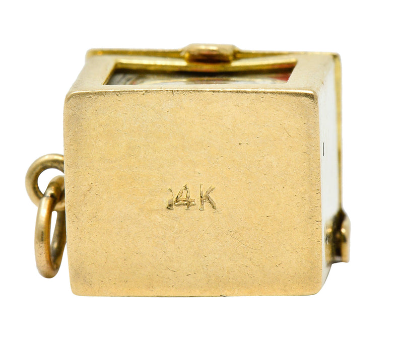 1940's Retro 14 Karat Gold Card Box & Cards Charmcharm - Wilson's Estate Jewelry