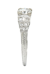Retro 1.00 CTW Diamond 18 Karat White Gold Stepped Engagement RingRing - Wilson's Estate Jewelry